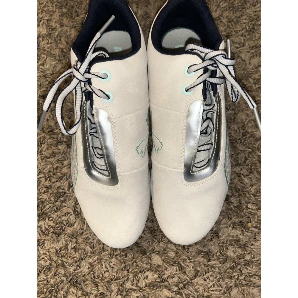 Puma White and Mint Low-Profile Athletic Shoes - Picture 2 of 9